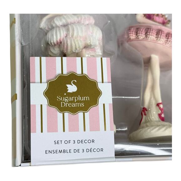 Sugar Plum Dreams Ballerina Figurines 3 Ballet Fairies Decor Pink Macaron New - Picture 7 of 9